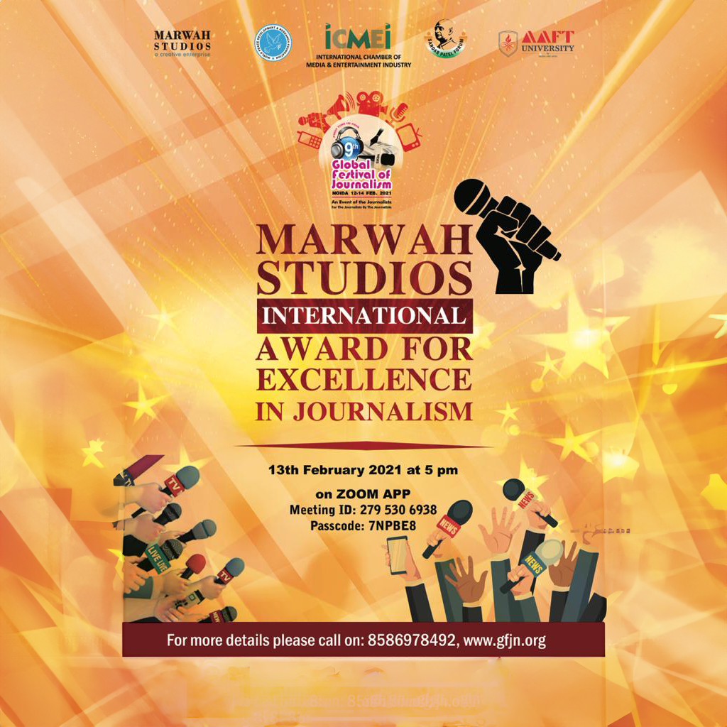 Marwah Studios Will Present International Award in Journalism in 9th GFJN 2021