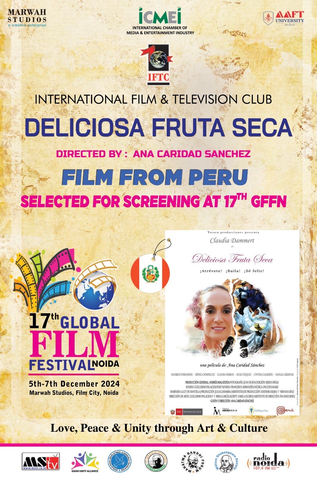 Award of Distinction Presented to ‘Deliciosa Fruta Seca’ from Peru at 17th Global Film Festival Noida 2024