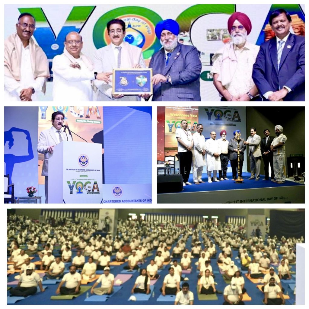 Dr. Sandeep Marwah Addresses 1500 Chartered Accountants on International Day of Yoga at Bharat Mandapam