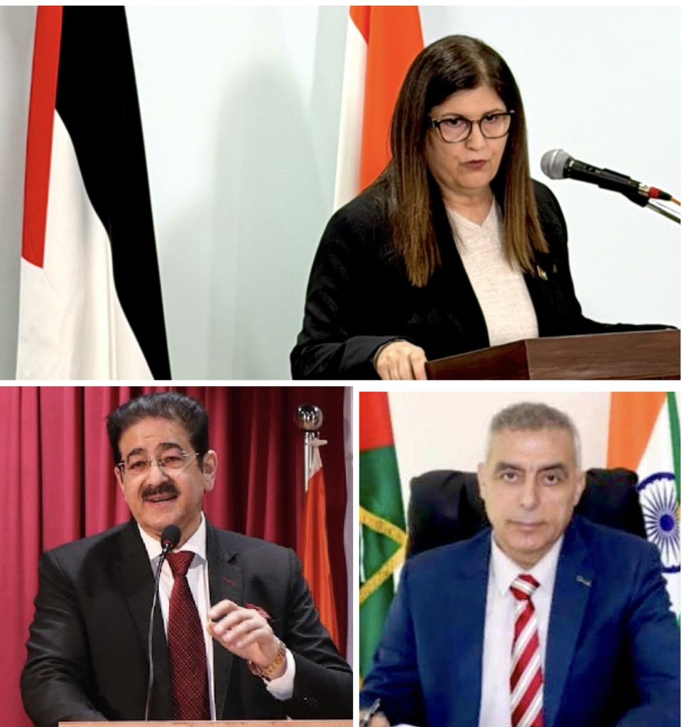 Dr Sandeep Marwah Attends High-Level Conference at Embassy of Palestine During Visit of Palestinian Foreign Minister