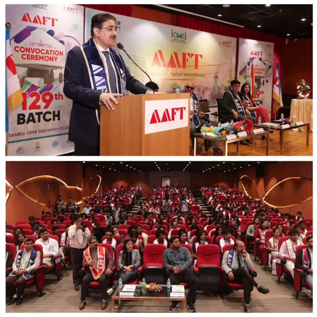 “Work Is Worship”: Dr. Sandeep Marwah Inspires Graduates at AAFT’s Landmark 129th Convocation